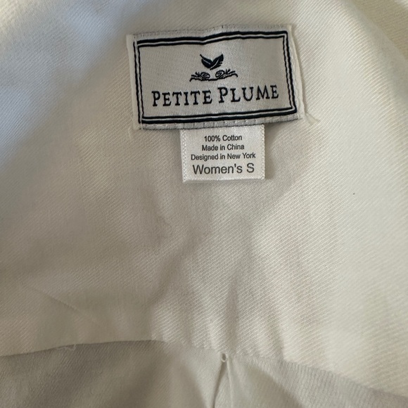 Petite Plume End On End Pajama Top Cotton Small White and Navy - Picture 4 of 5